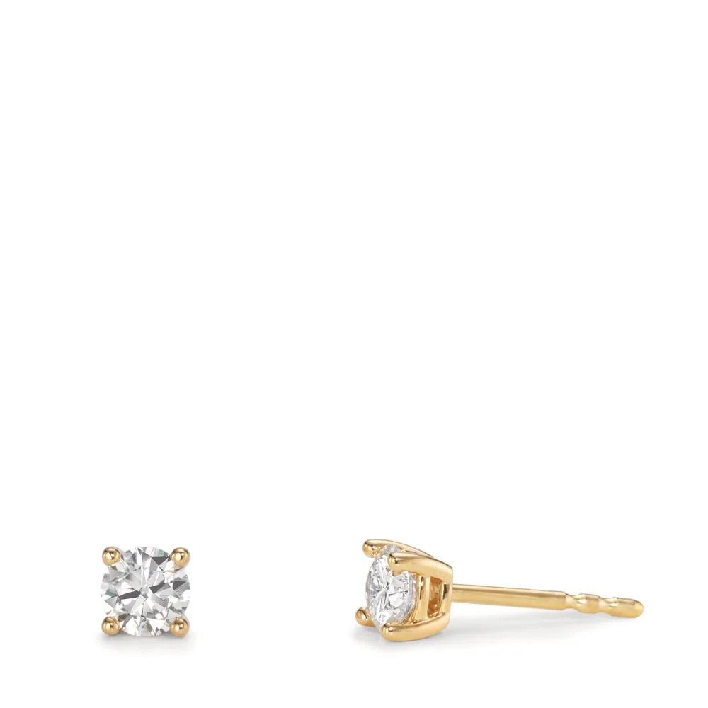Orecchini a bottone Oro giallo 750/18 carati Laboratorio di diamanti coltivato 0.50 ct, 2 pietra, tw-vsi Ø4 mm