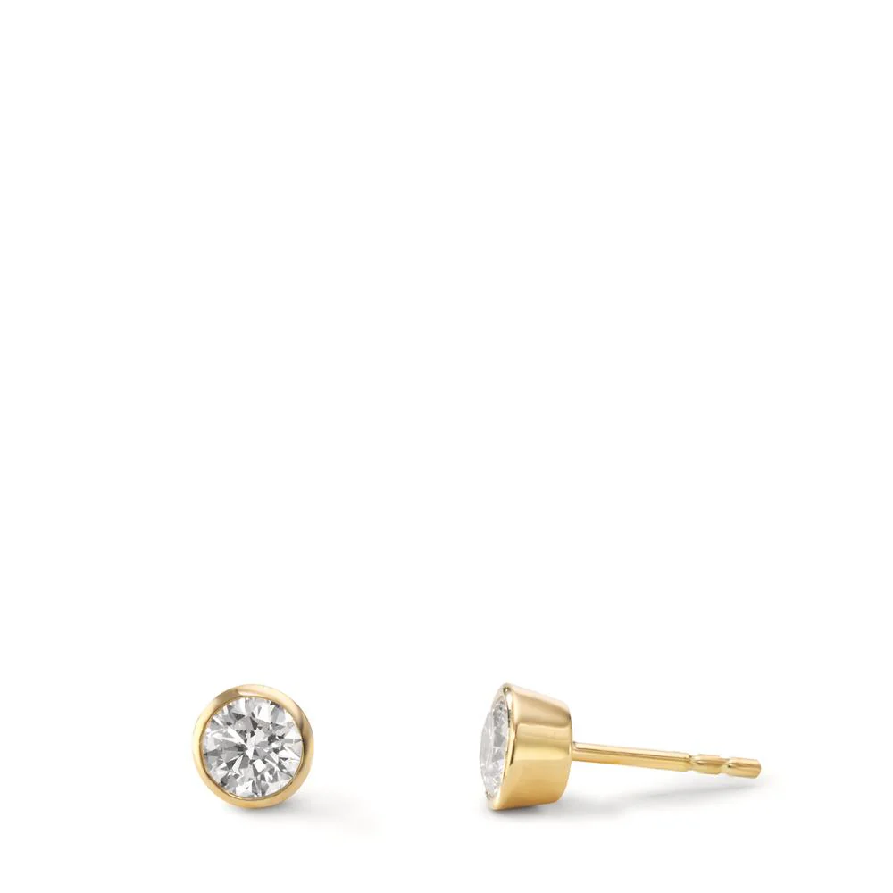Orecchini a bottone Oro giallo 750/18 carati Laboratorio di diamanti coltivato 0.50 ct, 2 pietra, w-si Ø4.5 mm