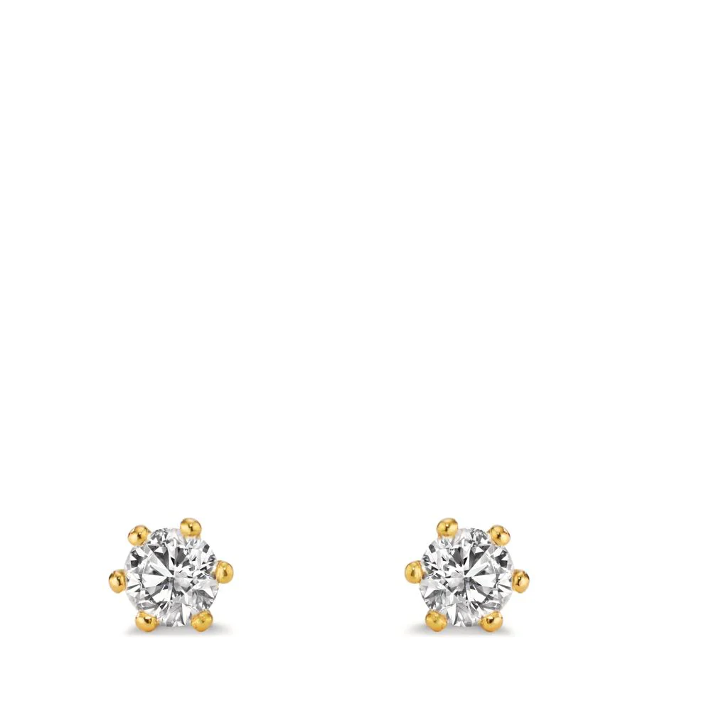Orecchini a bottone Oro giallo 750/18 carati Laboratorio di diamanti coltivato 0.50 ct, 2 pietra, w-si Ø4.8 mm - Image 2