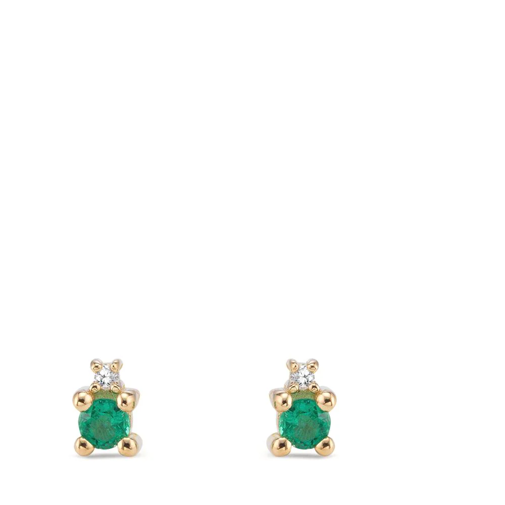 Orecchini a bottone Oro giallo 750/18 carati Smeraldo 0.24 ct, 4 pietra Ø4 mm - Image 2