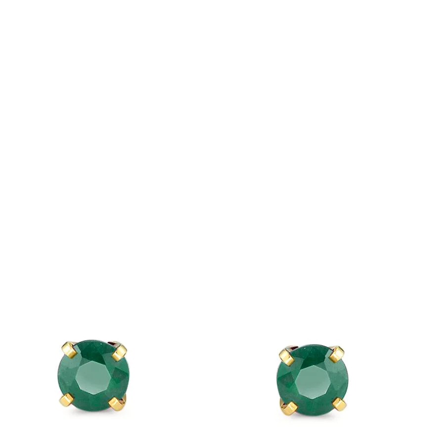 Orecchini a bottone Oro giallo 750/18 carati Smeraldo 2 pietra Ø4 mm - Image 2