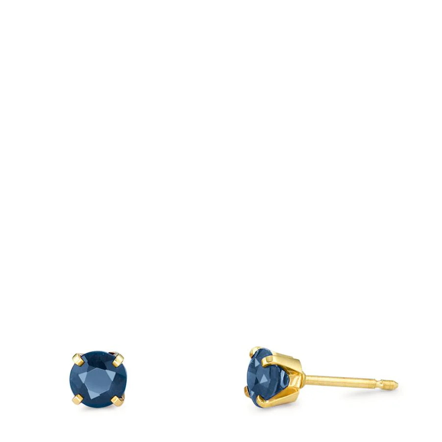 Orecchini a bottone Oro giallo 750/18 carati Zaffiro 0.30 ct, 2 pietra Ø2.5 mm