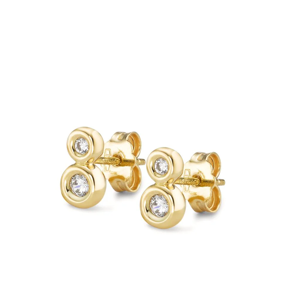 Orecchini a bottone Oro giallo 750/18 carati Zirconia 4 pietra - Image 2