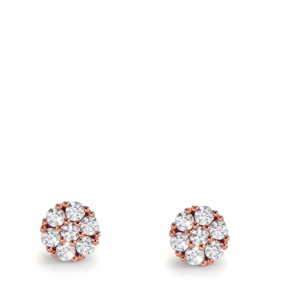 Orecchini a bottone Oro rosa 375/9k Zirconia 14 pietra Ø5.5 mm - Image 2
