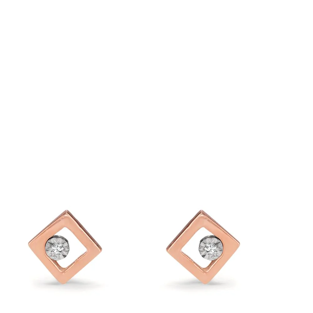 Orecchini a bottone Oro rosso 750/18 carati Diamante 0.01 ct, 2 pietra, w-si Ø4.8 mm - Image 2