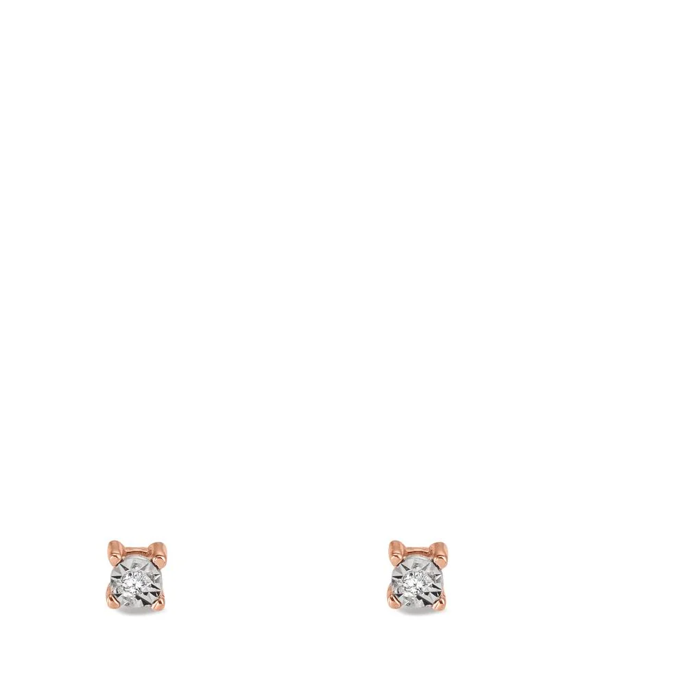 Orecchini a bottone Oro rosso 750/18 carati Diamante 0.02 ct, 2 pietra, w-si Ø2.5 mm - Image 2