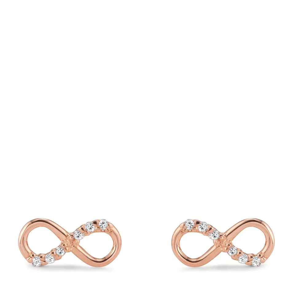 Orecchini a bottone Oro rosso 750/18 carati Diamante 0.096 ct, 12 pietra, w-si Infinito - Image 2
