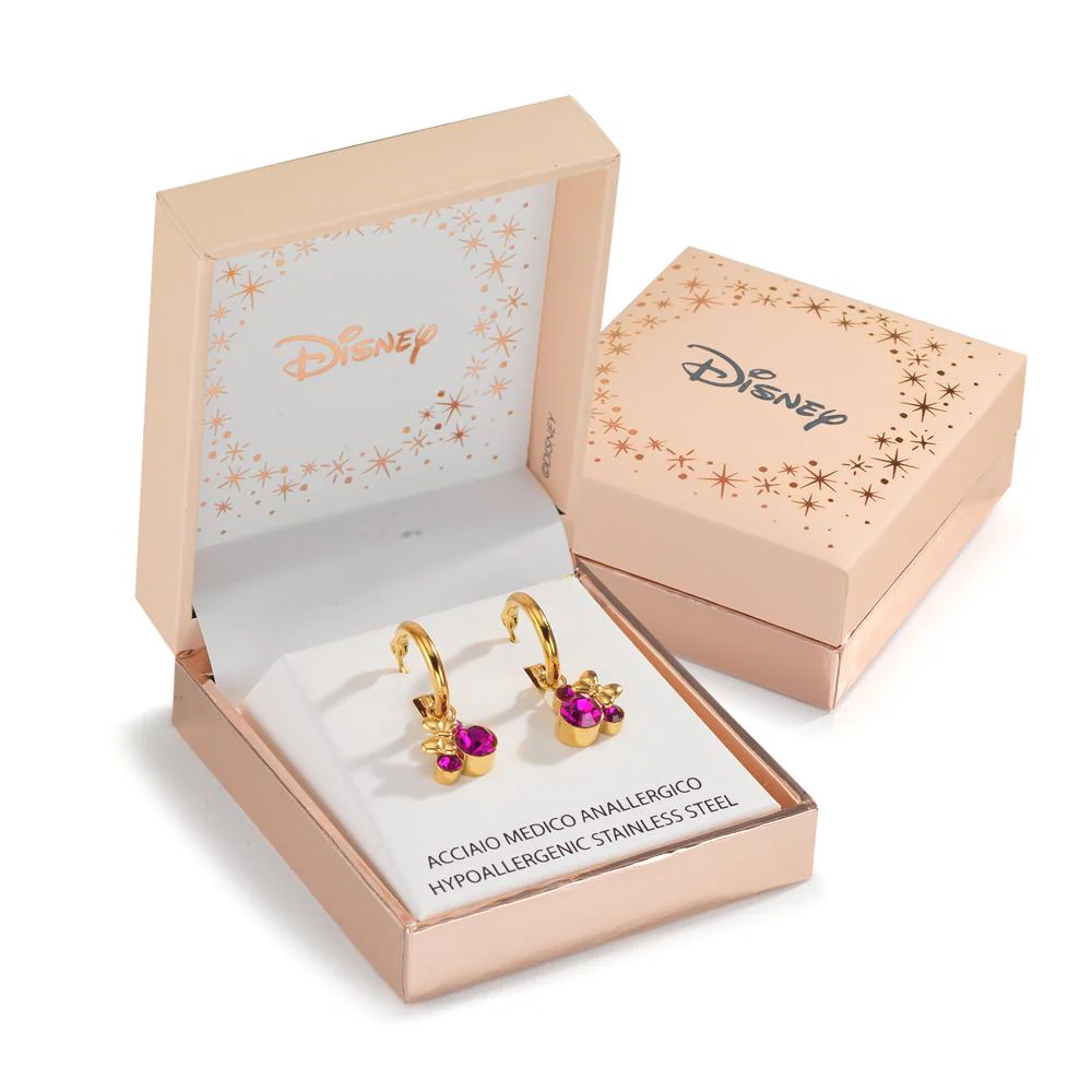 Orecchini a cerchio Acciaio inossidabile Zirconia rosa giallo rivestimento IP - Image 3