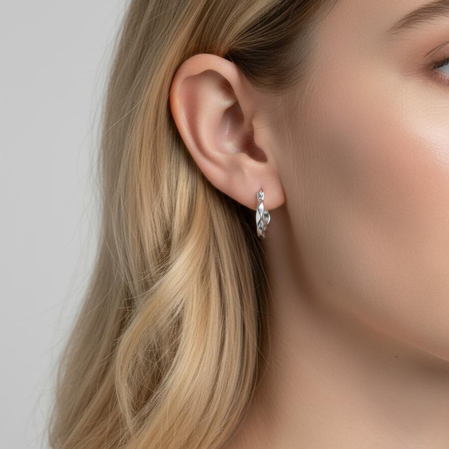 Orecchini a cerchio Argento rodiato - Image 2
