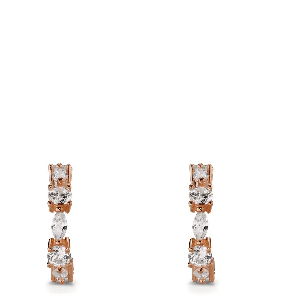 Orecchini a cerchio Argento Zirconia 14 pietra rosa dorato - Image 2
