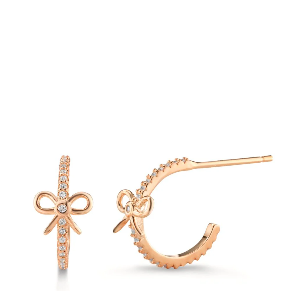 Orecchini a cerchio Argento Zirconia rosa dorato Maglia
