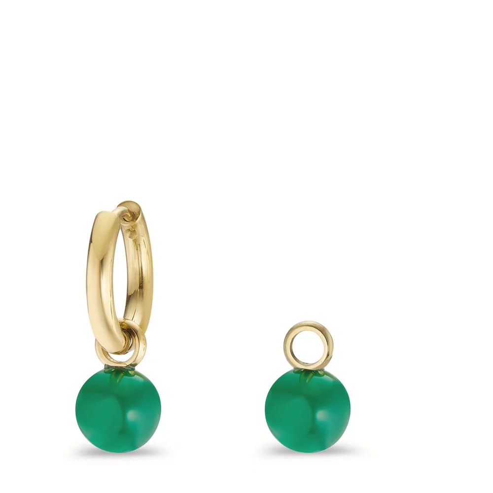 Orecchini a cerchio con pendente Acciaio inossidabile Agata verde, 2 pietra giallo rivestimento IP - Image 3