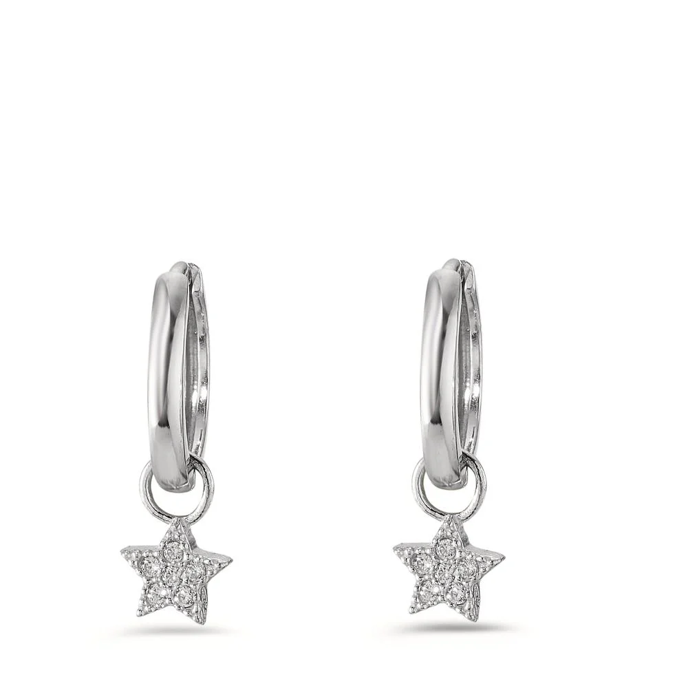 Orecchini a cerchio con pendente Argento Zirconia bianco, 12 pietra rodiato Stella - Image 2