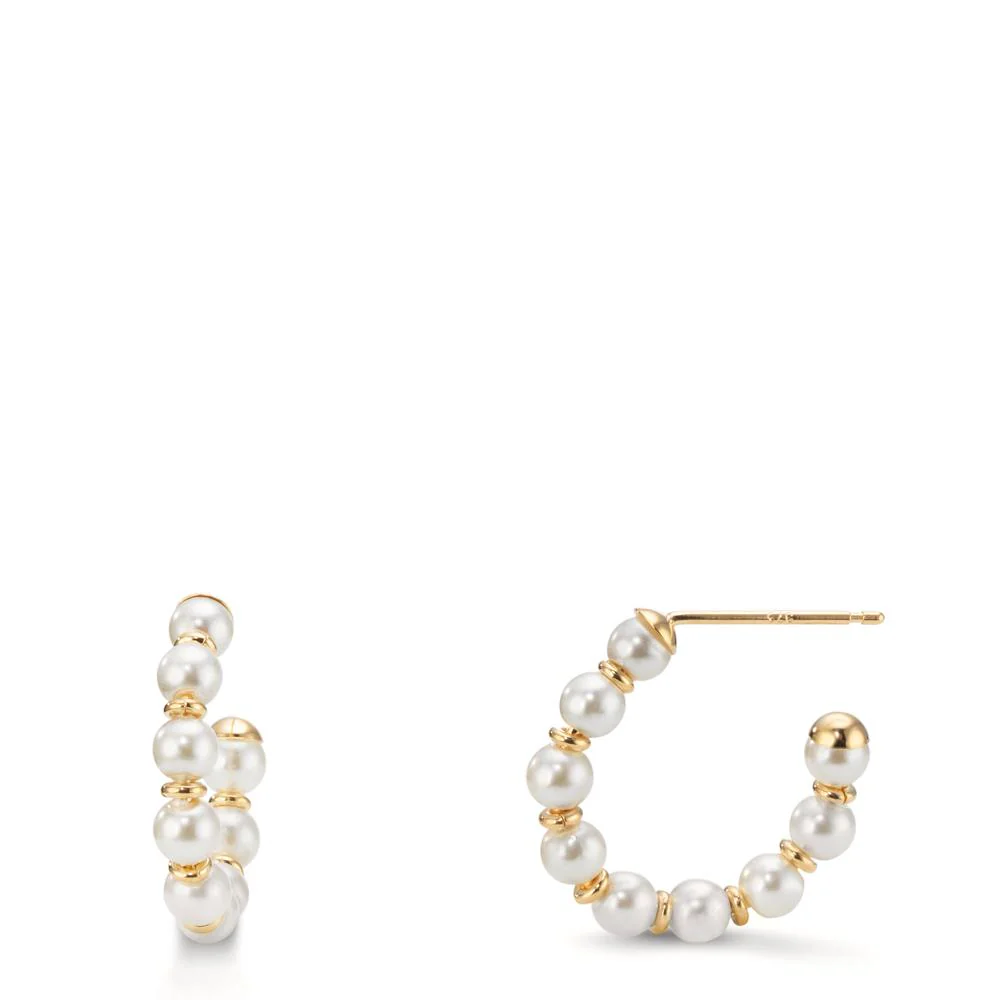 Orecchini a cerchio Oro giallo 375/9K Perla di conchiglia, 18 Perla, 3.3 mm