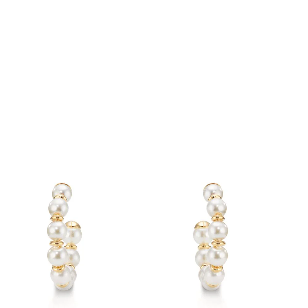 Orecchini a cerchio Oro giallo 375/9K Perla di conchiglia, 18 Perla, 3.3 mm - Image 3