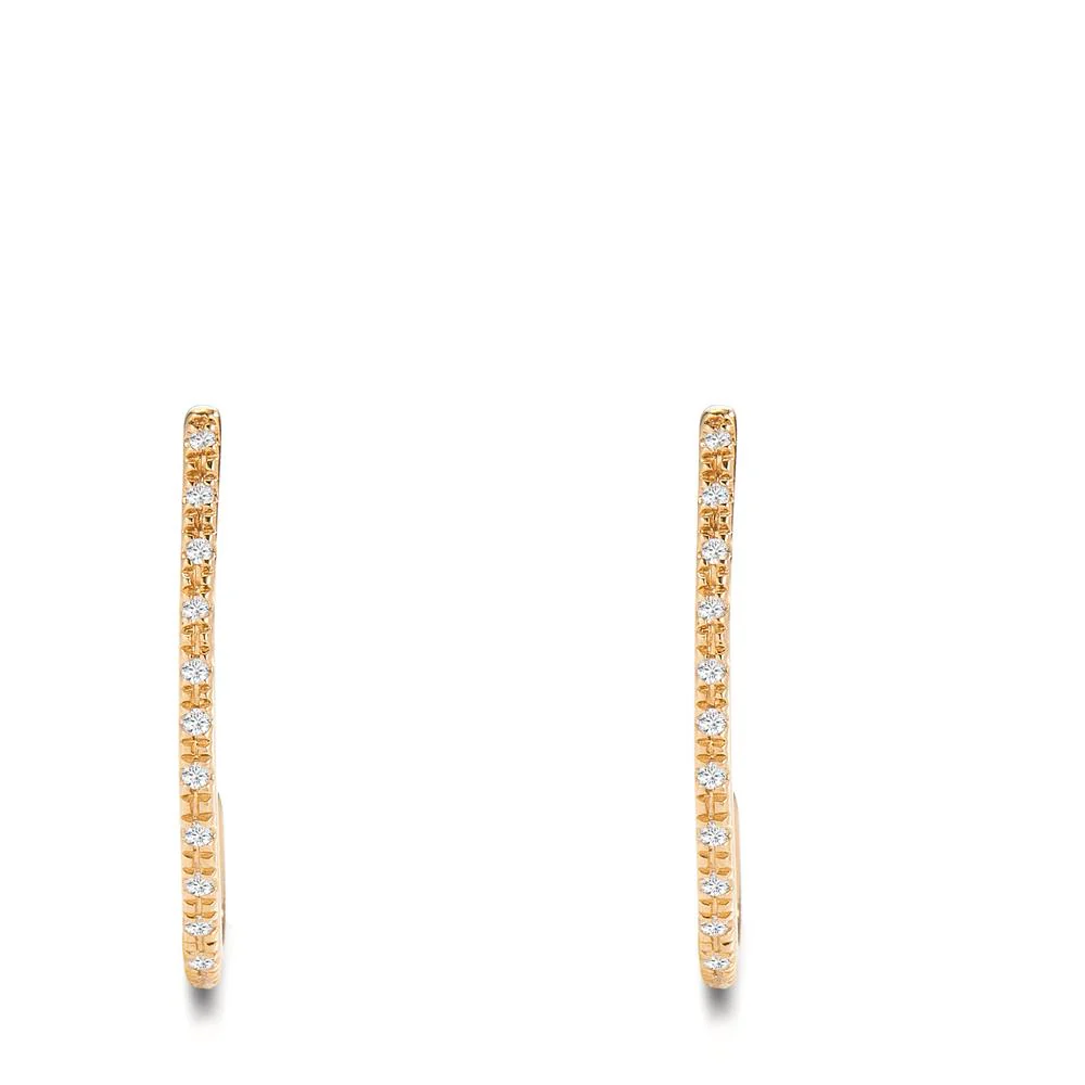 Orecchini a cerchio Oro giallo 750/18 carati Diamante 0.06 ct, 26 pietra, w-si - Image 2