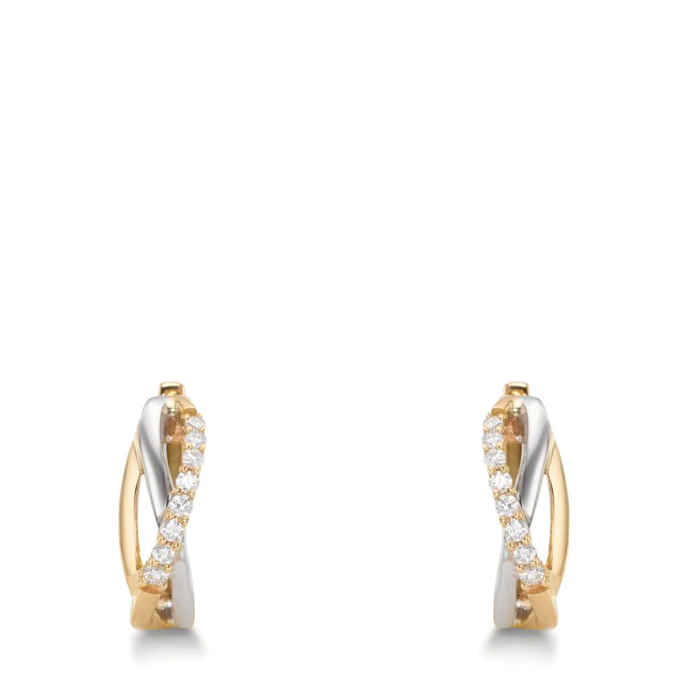 Orecchini a cerchio Oro giallo 750/18 carati, Oro bianco 750/18 carati Diamante 0.16 ct, 16 pietra, w-si - Image 2