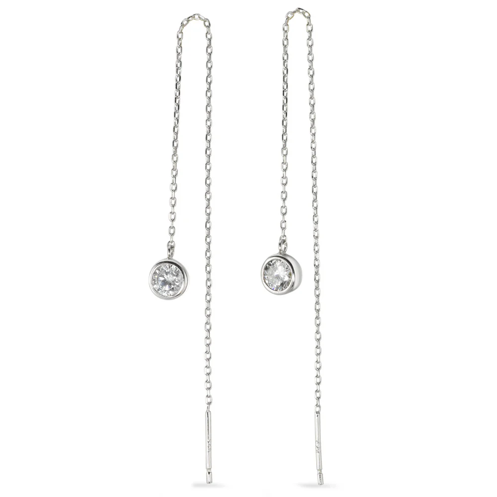 Orecchini a strappo Argento Zirconia rodiato 12 cm Ø6 mm