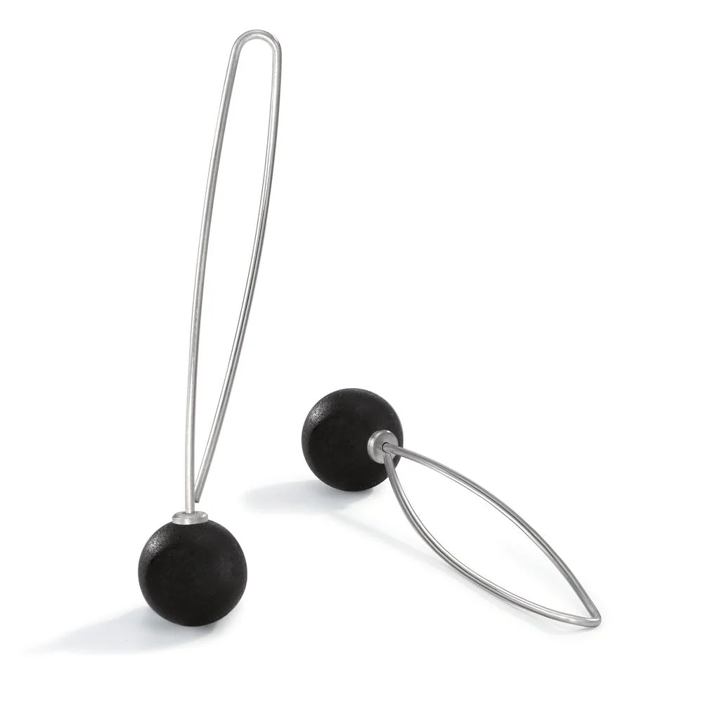 Orecchini Acciaio inossidabile, Carbonio Ø9 mm - Image 2