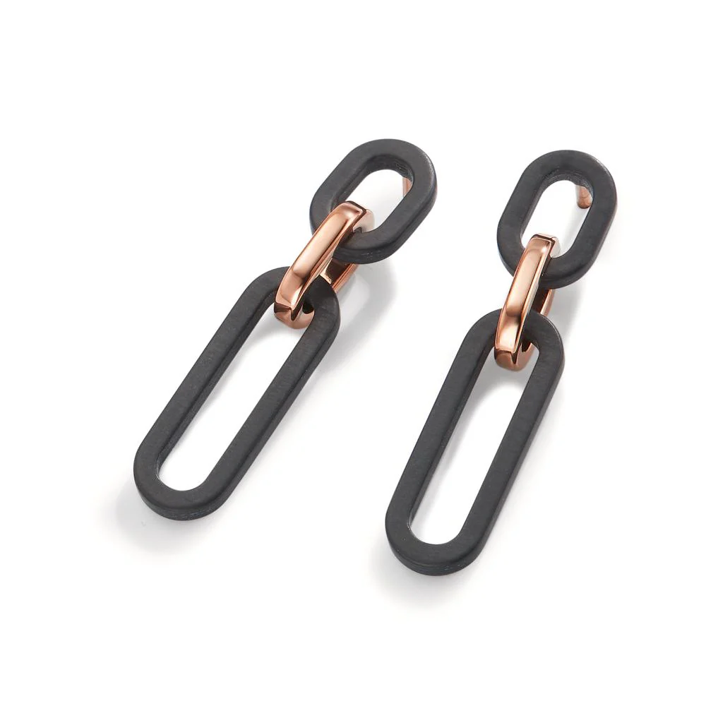 Orecchini Acciaio inossidabile, Carbonio rosa rivestimento IP - Image 2