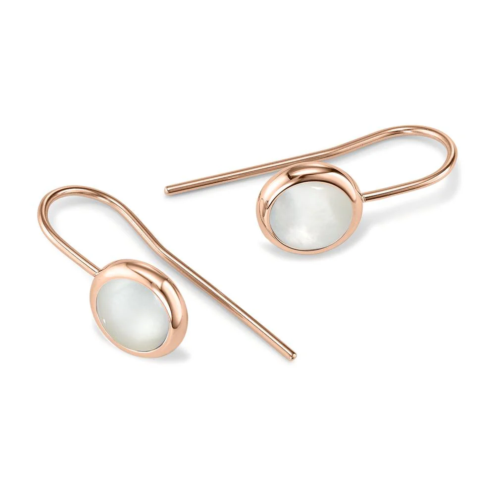 Orecchini Acciaio inossidabile rosa rivestimento IP Madreperla bianco Ø10 mm - Image 2