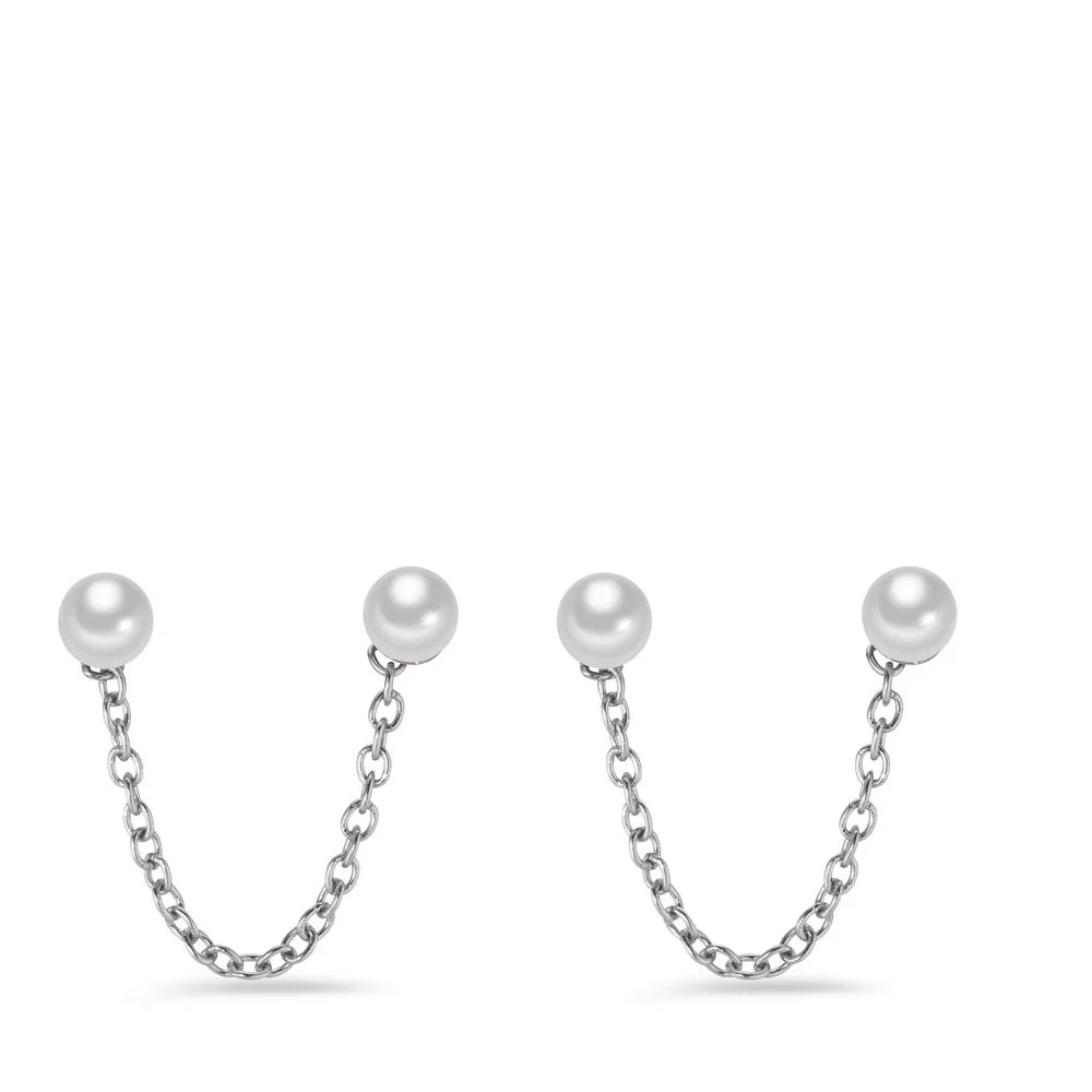 Orecchini Acciaio inossidabile [shining Pearls] bianco, 2 Perla, 3 mm - Image 2