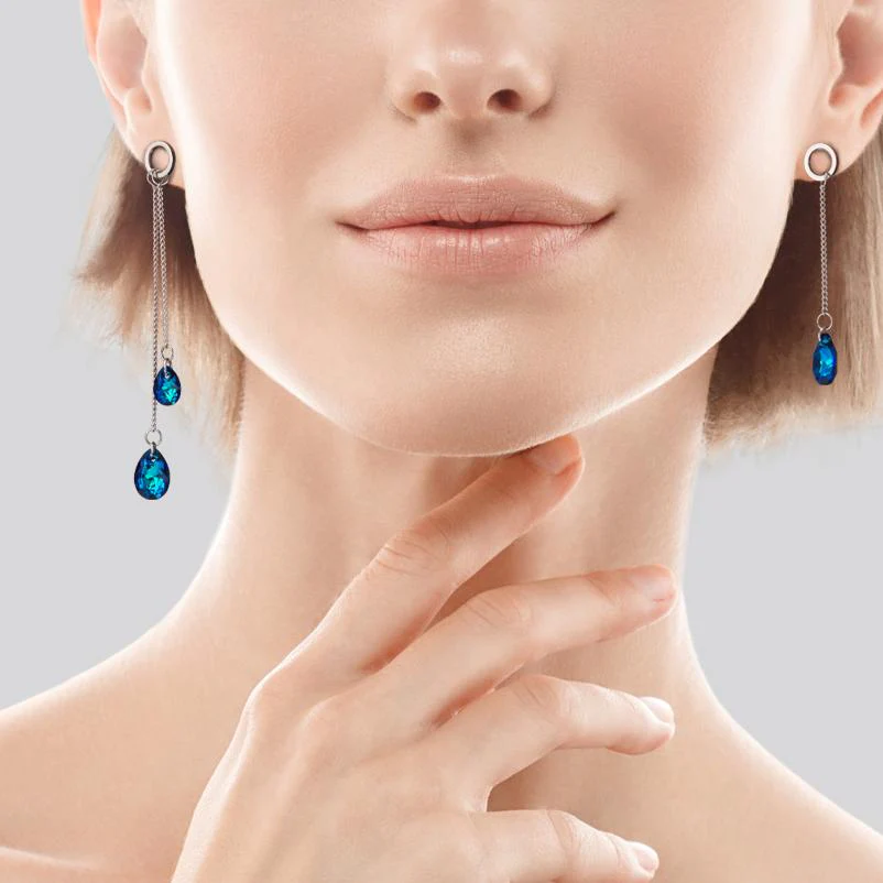 Orecchini Acciaio inossidabile Zirconia 3 pietra - Image 4
