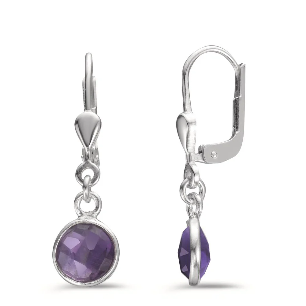 Orecchini Argento Ametista Ø7 mm