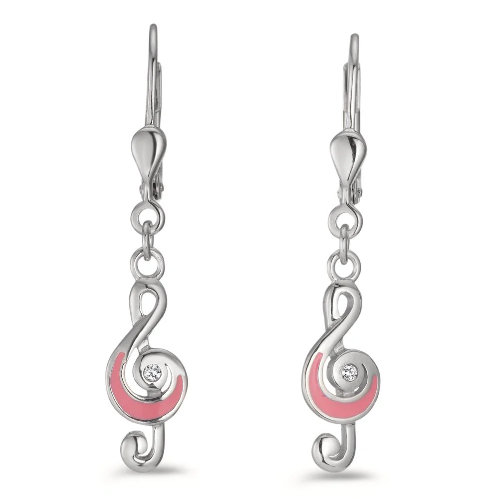 Orecchini Argento, E-mail Zirconia bianco, 2 pietra rodiato Clef - Image 2