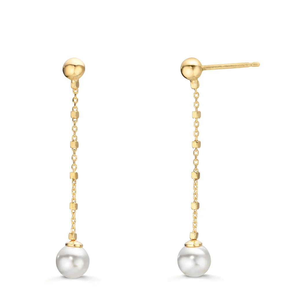Orecchini Argento giallo dorato [shining Pearls], 2 Perla, 6 mm