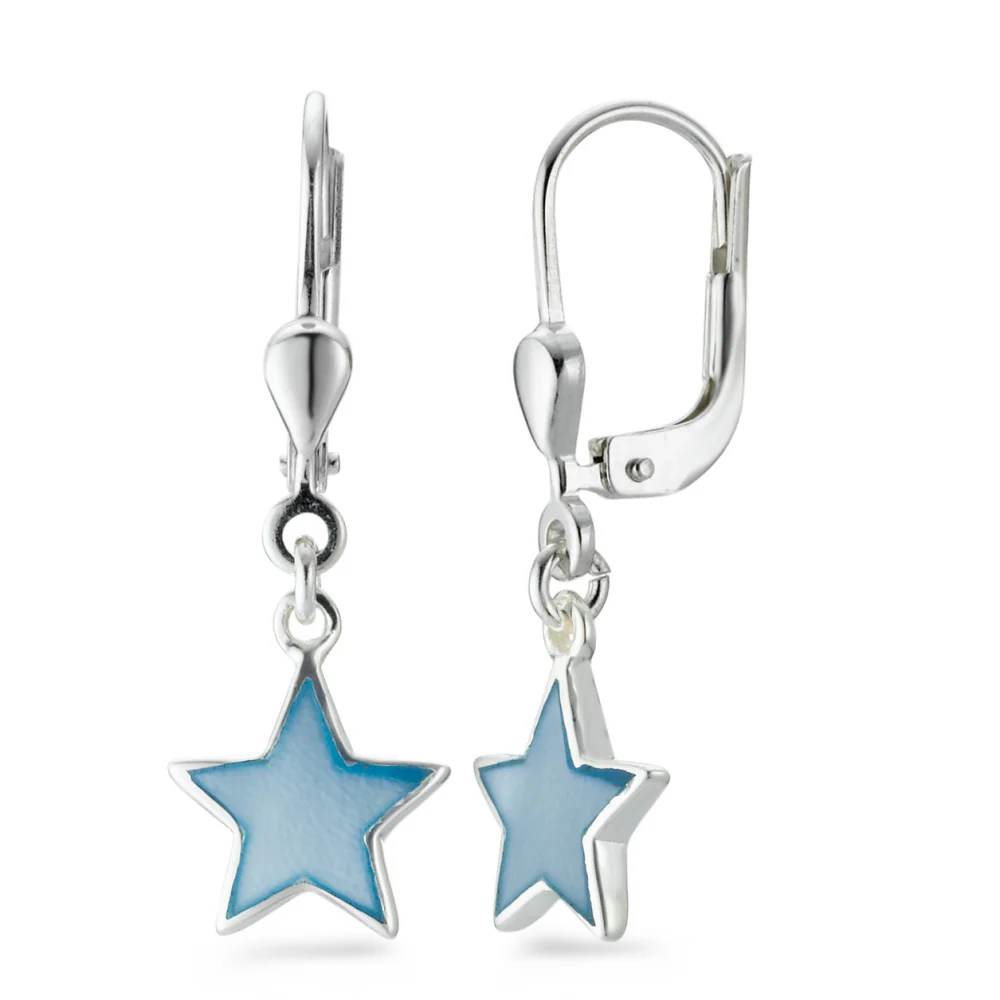 Orecchini Argento Madreperla Azzurro Stella