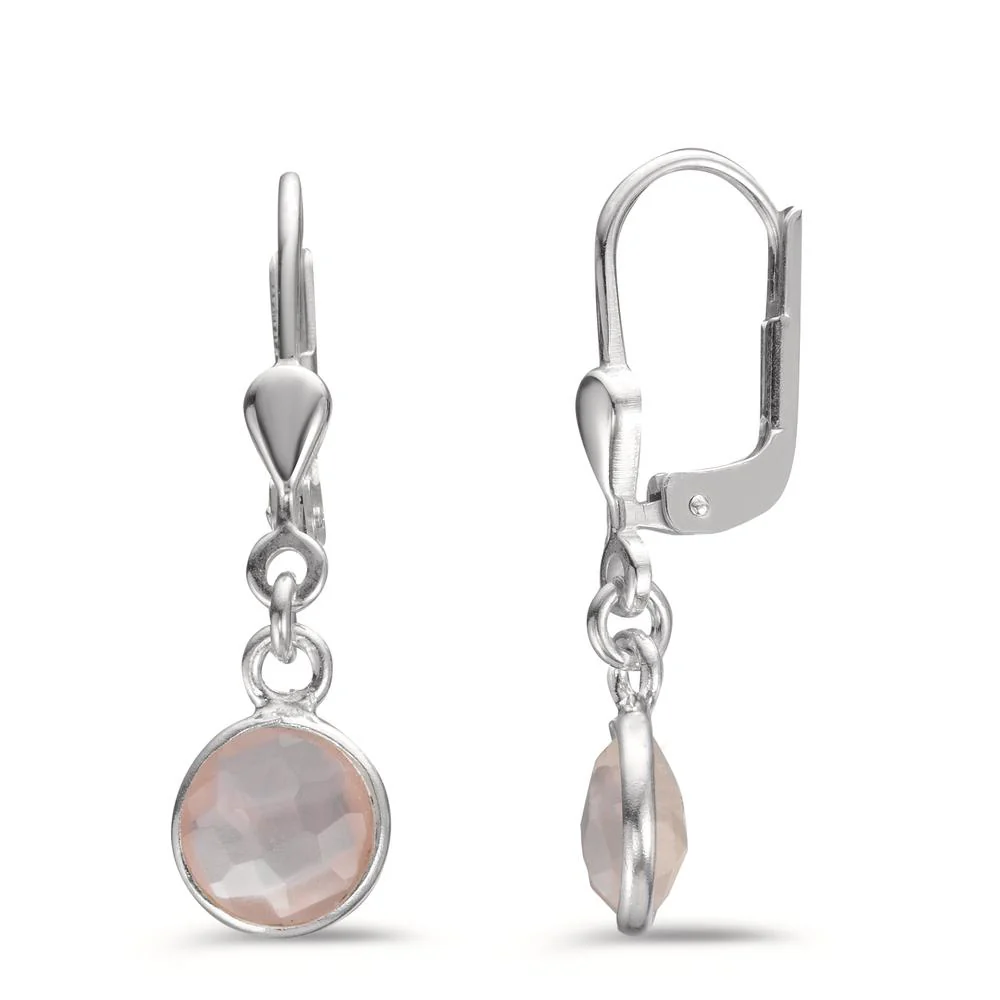 Orecchini Argento Quarzo rosa Ø7 mm