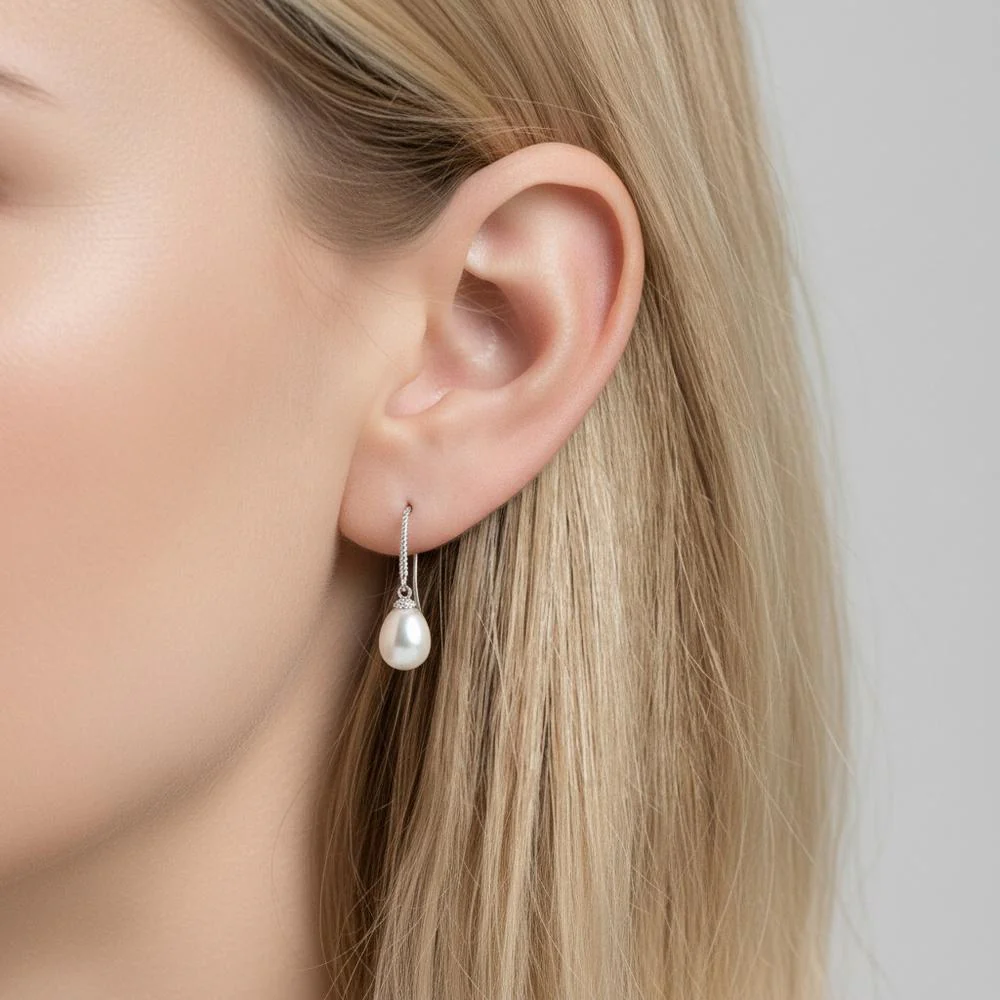 Orecchini Argento rodiato Perla coltivata d'acqua dolce, 2 Perla, 7 mm - Image 2