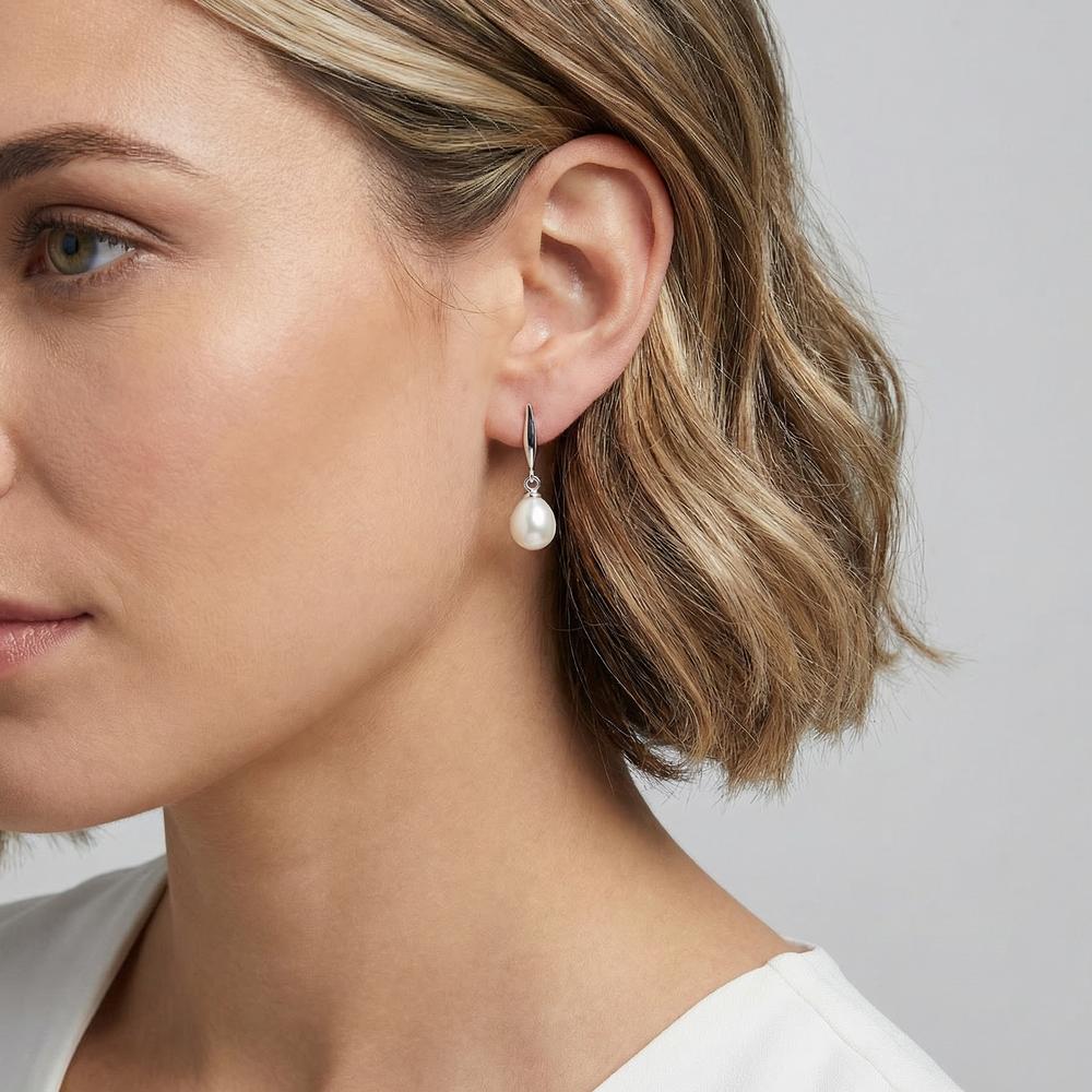 Orecchini Argento rodiato Perla coltivata d'acqua dolce bianco, 2 Perla - Image 2
