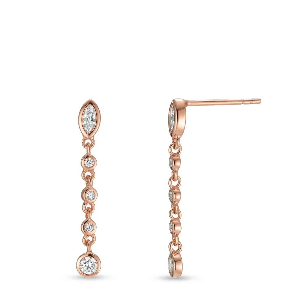 Orecchini Argento Zirconia 10 pietra rosa dorato
