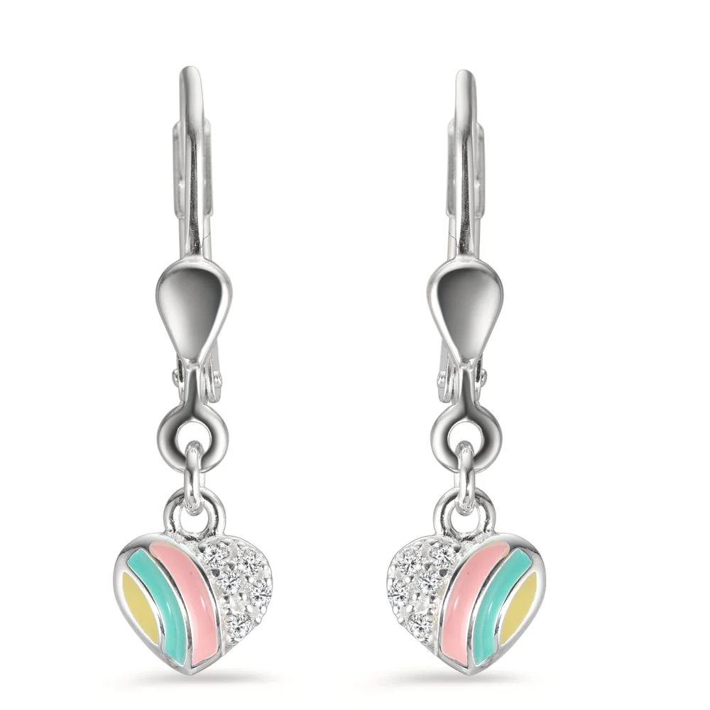 Orecchini Argento Zirconia 10 pietra smaltato Cuore Ø5.5 mm - Image 2