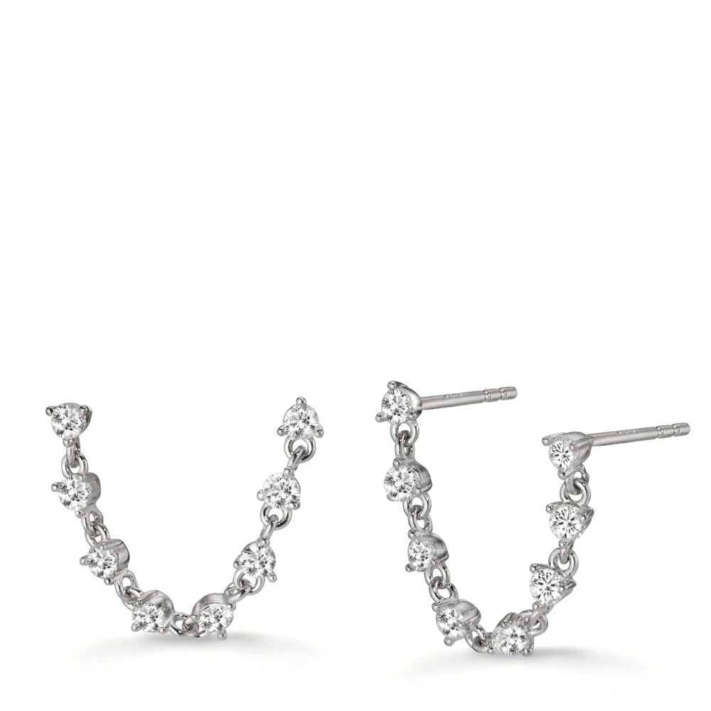 Orecchini Argento Zirconia 16 pietra rodiato - Image 2