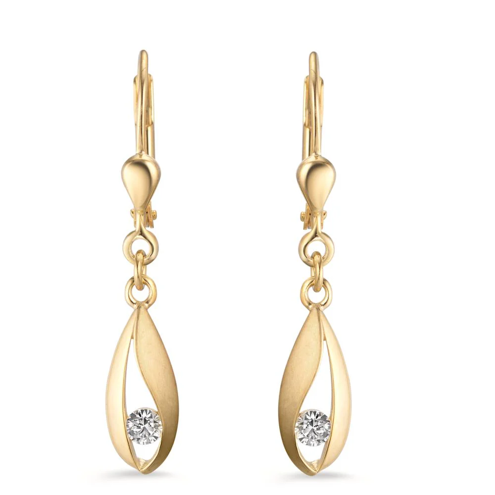 Orecchini Argento Zirconia 2 pietra giallo dorato - Image 2