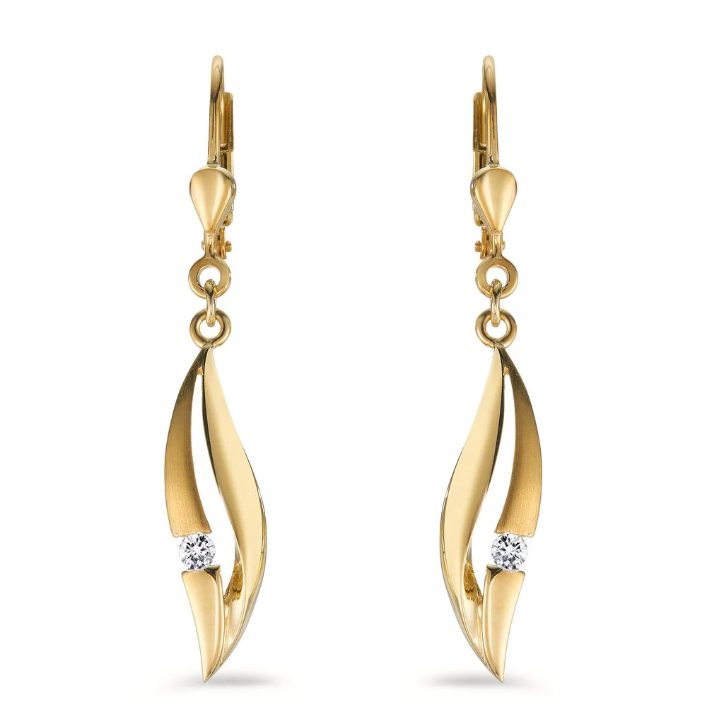 Orecchini Argento Zirconia 2 pietra giallo dorato - Image 2