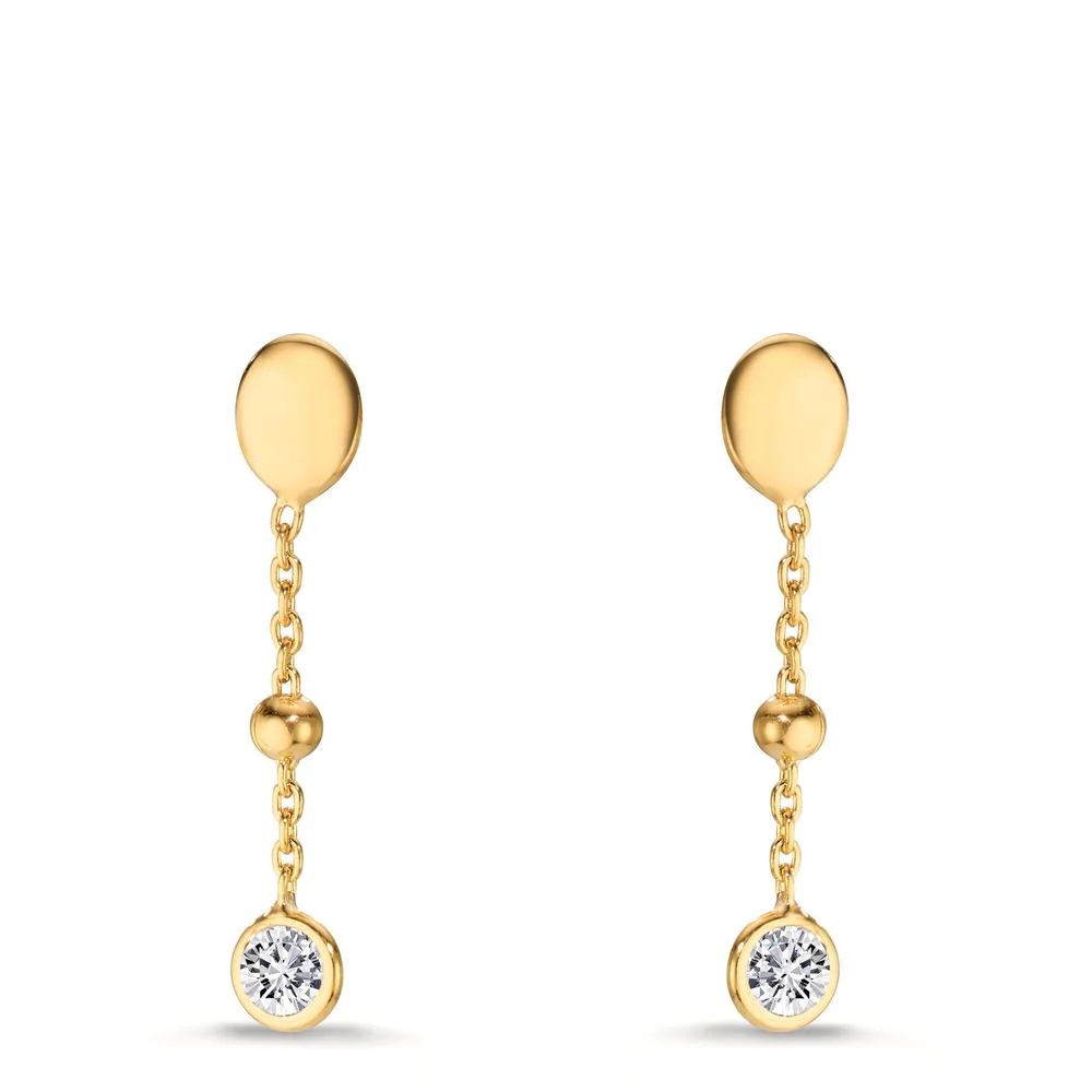 Orecchini Argento Zirconia 2 pietra giallo dorato - Image 2
