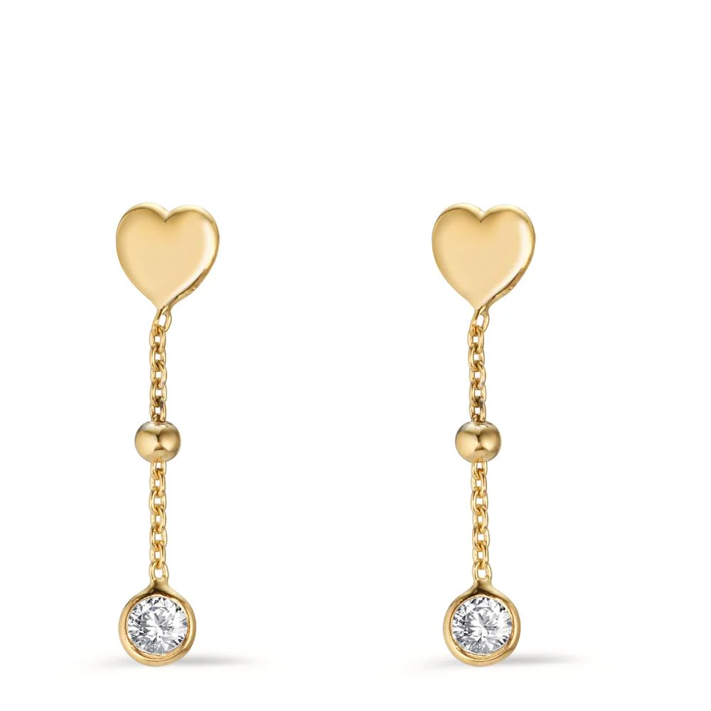 Orecchini Argento Zirconia 2 pietra giallo dorato Cuore - Image 2