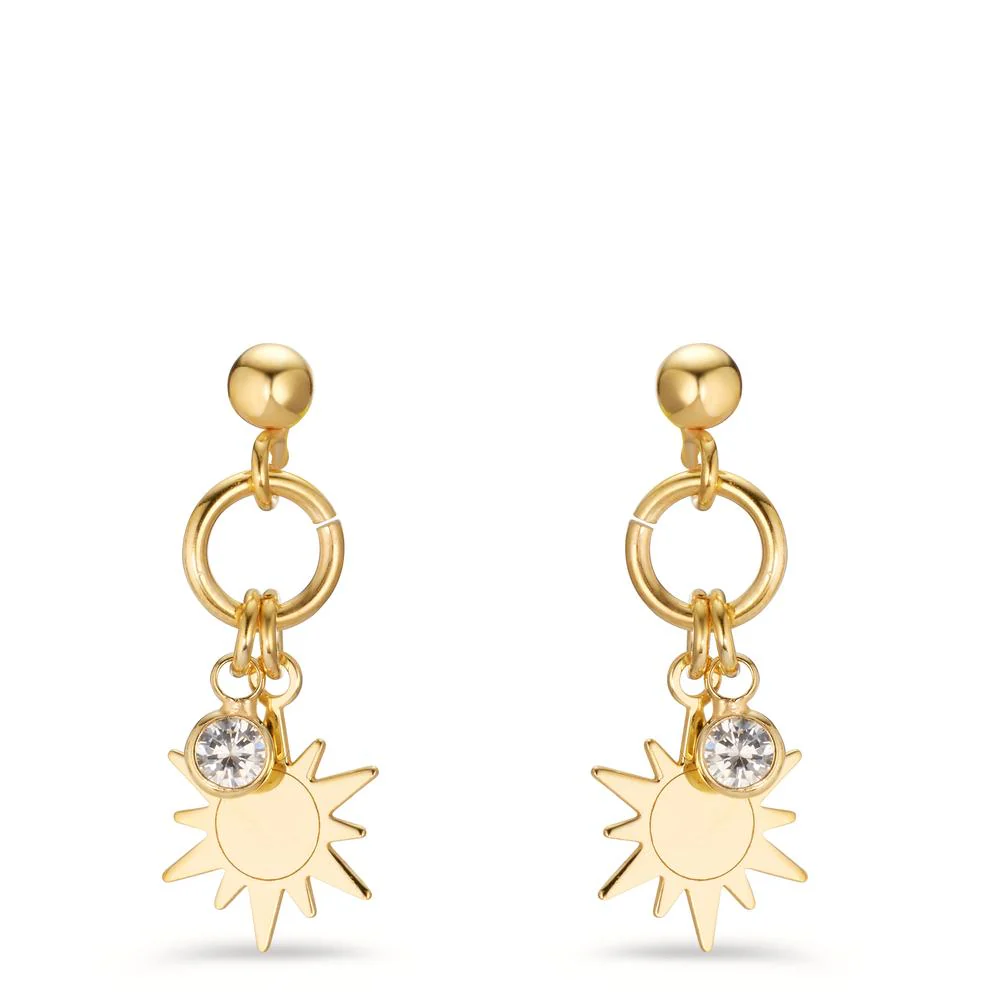 Orecchini Argento Zirconia 2 pietra giallo dorato Sole - Image 2