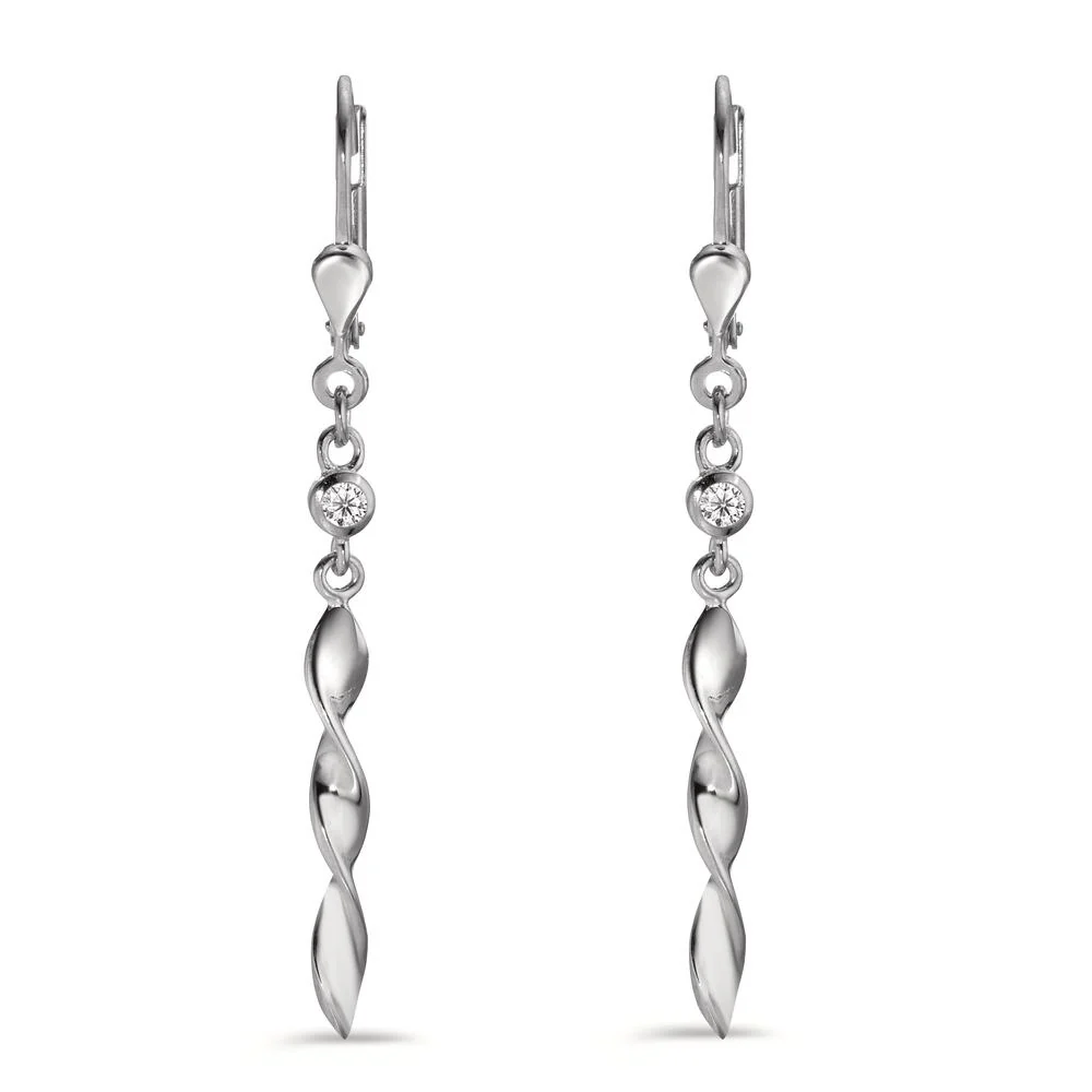 Orecchini Argento Zirconia 2 pietra rodiato - Image 2