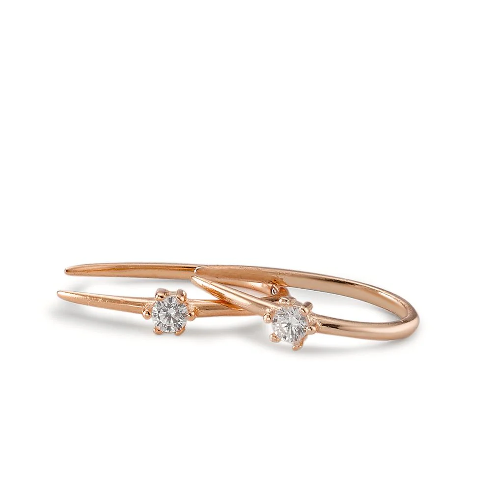 Orecchini Argento Zirconia 2 pietra rosa dorato - Image 3