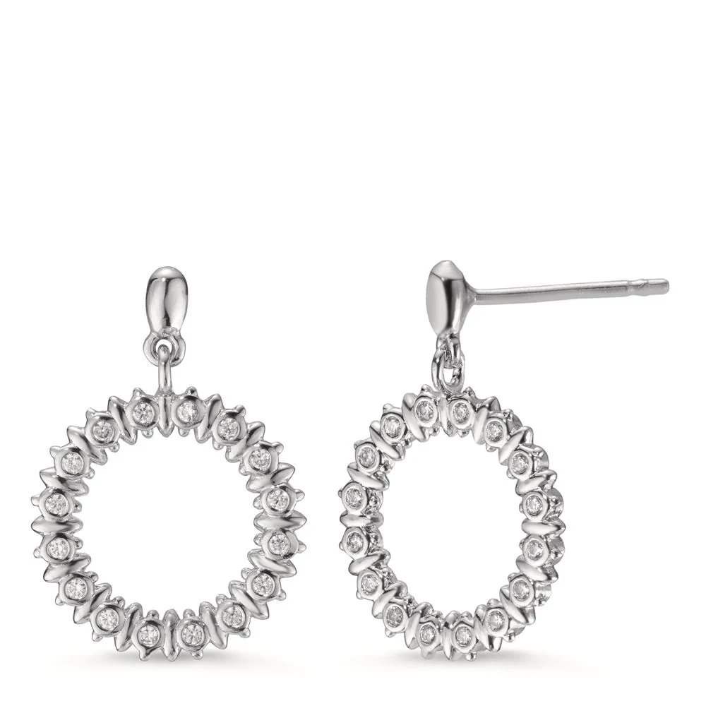 Orecchini Argento Zirconia 32 pietra rodiato Ø13 mm