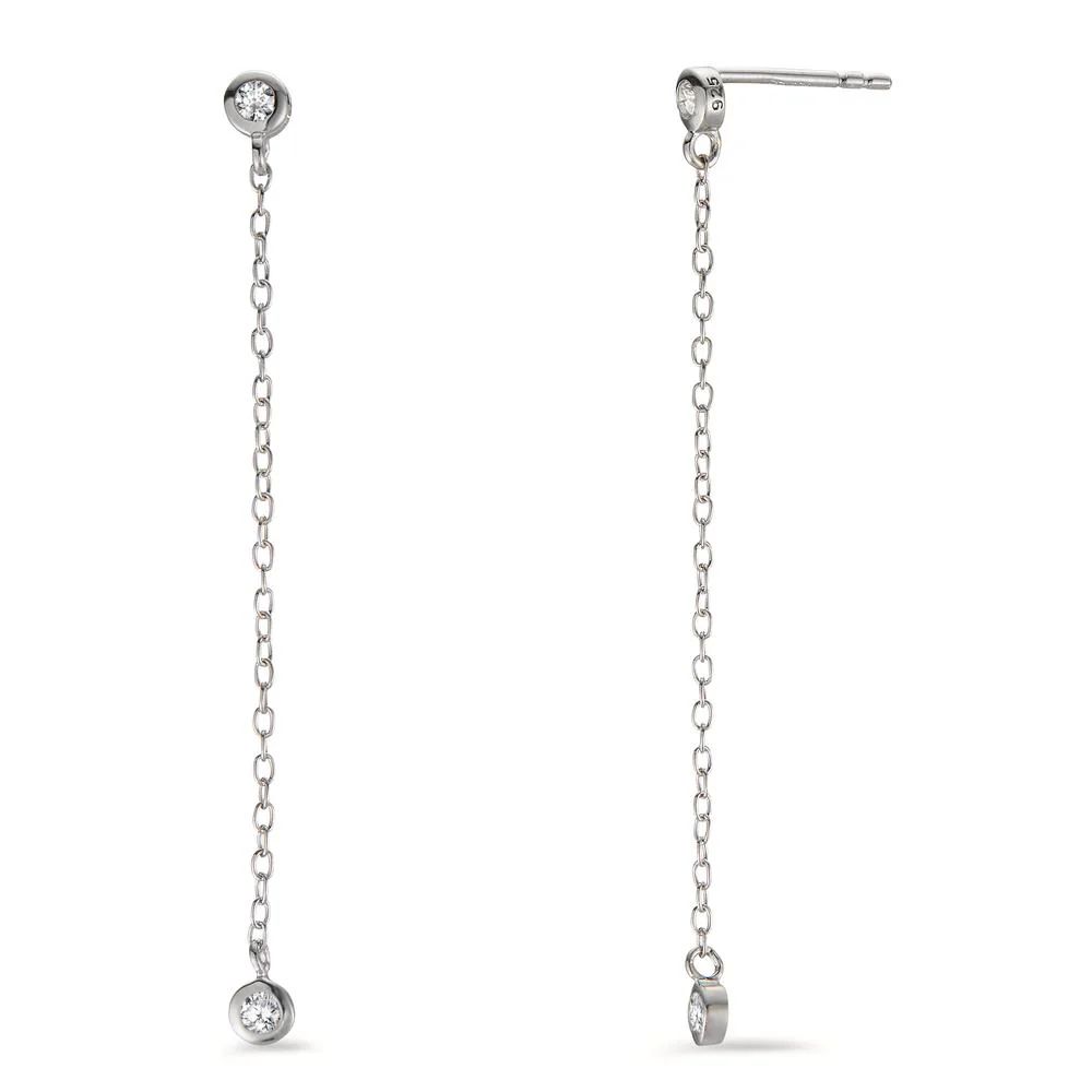 Orecchini Argento Zirconia 4 pietra rodiato