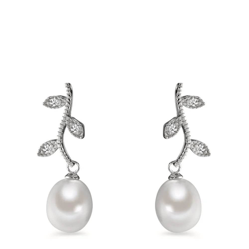 Orecchini Argento Zirconia 6 pietra rodiato Perla coltivata d'acqua dolce, 8.5 mm - Image 2