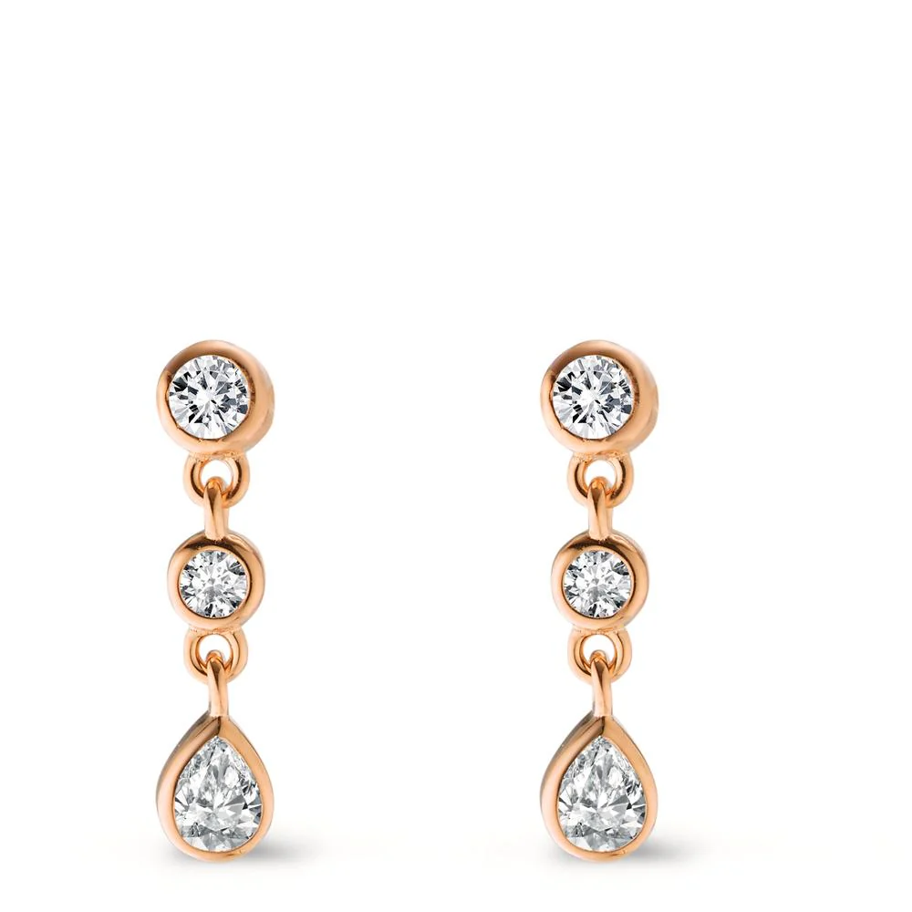 Orecchini Argento Zirconia 6 pietra rosa dorato - Image 2
