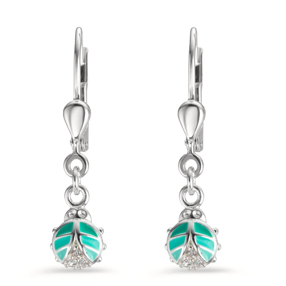 Orecchini Argento Zirconia 6 pietra smaltato Coccinella Ø6 mm - Image 2