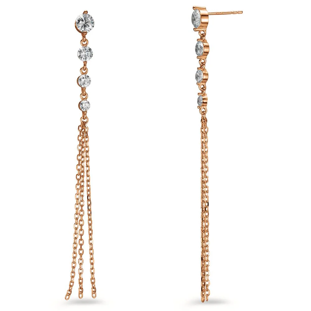 Orecchini Argento Zirconia 8 pietra rosa dorato